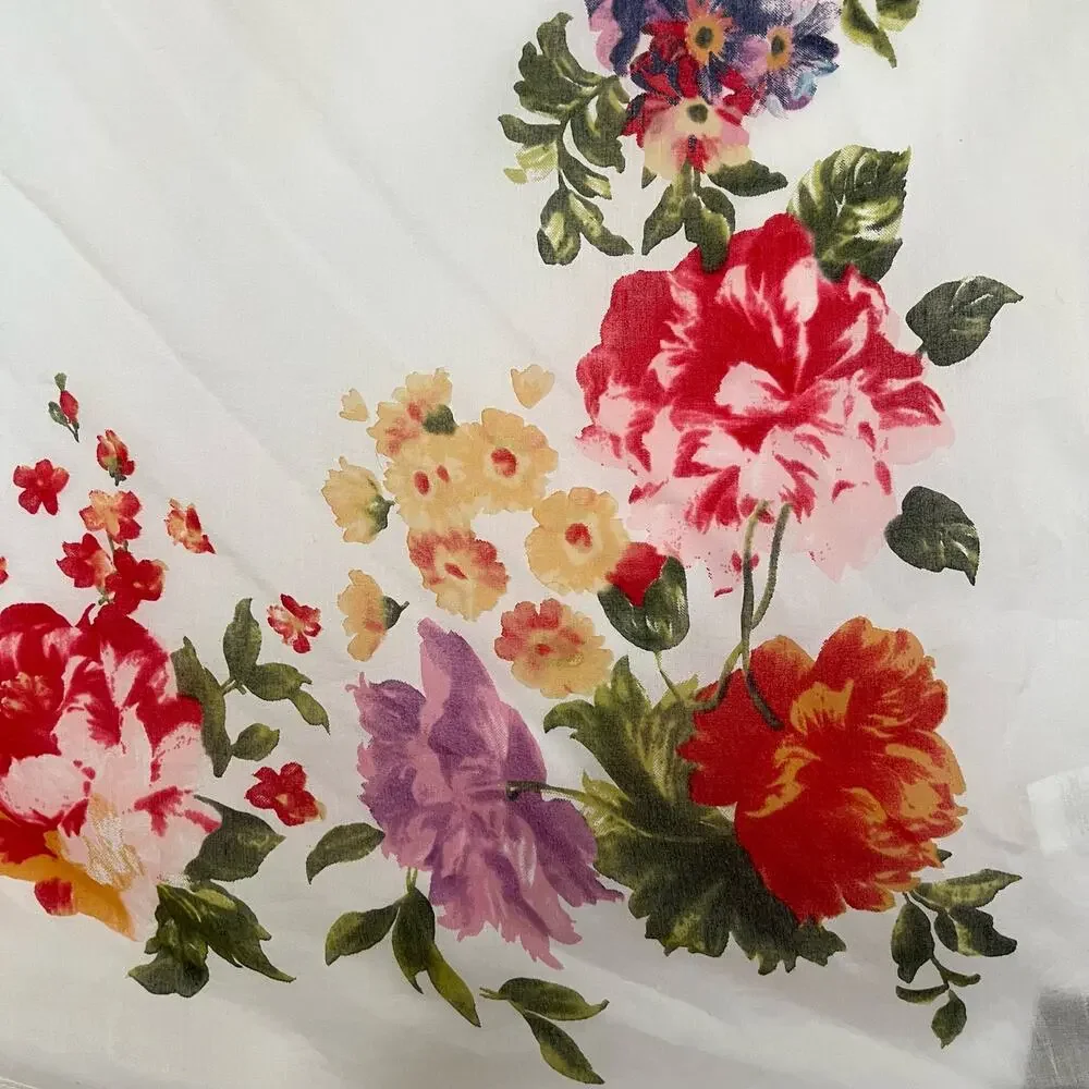 J.JILL FLORAL SQUARE SCARF WITH TASSELS NEW WITH TAGS